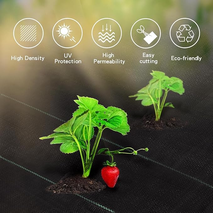 6FT*300FT Landscape Fabric Weed Barrier Fabric Heavy Duty, Weed Gardening Ground Cover Mat, Weed Control Garden Cloth, Woven Geotextile Fabric for Underlayment, Commercial Driveway Fabric, Black