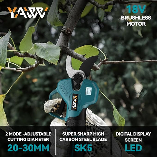 Brushless Electric Pruning Shears for Makita 18V Battery, Portable Cordless Pruning Shears with LCD Display＆SK5 Blades, Adjustable Cutting Diameter 0.8-1.2 Inch for Gardening Tree Pruning(NO Battery)