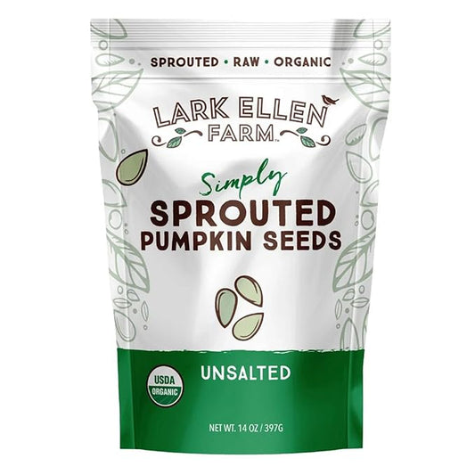 Lark Ellen Farm Sprouted Organic Pumpkin Seeds – Raw, Unsalted, Air-Dried Pepitas for Snacking, Salads, Trail Mix – USDA Organic, Non-GMO, Vegan, Gluten-Free, Resealable Bag (14 oz, 1 Pack)
