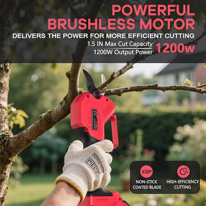 Electric Pruning Shears for Milwaukee M18 Battery, Brushless Cordless Branch Cutter Pruner with 1.5 inch Cut Capacity for Tree trimming, Shrubs, Gardening (Tool Only)
