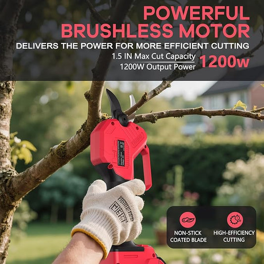 Electric Pruning Shears for Milwaukee M18 Battery, Brushless Cordless Branch Cutter Pruner with 1.5 inch Cut Capacity for Tree trimming, Shrubs, Gardening (Tool Only)