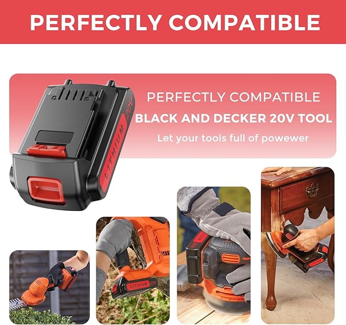 5.0Ah 20-Volt Replacement Battery for Black and Decker 20V Max Lithium Battery LBXR20 5000mAh, Compatible with Black and Decker 20v Cordless Power Tools.