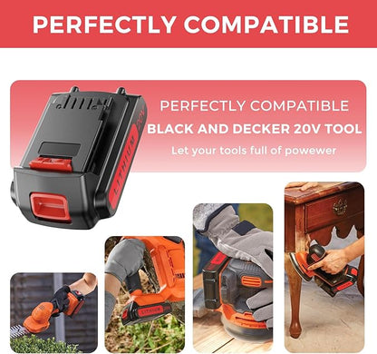 5.0Ah 20-Volt Replacement Battery for Black and Decker 20V Max Lithium Battery LBXR20 5000mAh, Compatible with Black and Decker 20v Cordless Power Tools.