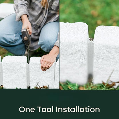 Beuta Landscape Edging | Garden Edging Border | Faux Stone Block XL for Lawn Edging, Flower Beds & Yard Edging – 40 Pack | Each Section Has 6 Blocks 48" L x 4" W x 9.5" H | 120 Spikes | Limewash