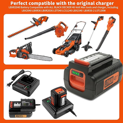 40V 4.0Ah Lithium Battery for Black and Decker 40 Volt /36v Max Weed Eater Lawn Mower Trimmer Batteries Compatible with LBX2040 LBX1540 LBXR2036 LBXR36 LBX2540 LBX2240 Battery Pack