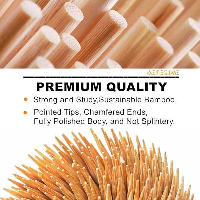 BETESINE 6.3mm Thick Bamboo Marshmallow Roasting Sticks, 36 Inch Extra Long Wooden S'mores Sticks for Fire Pit, BBQ, Camping, Sausage, Marshmallow Skewers – 100 PCS (Bamboo - 36 inch)