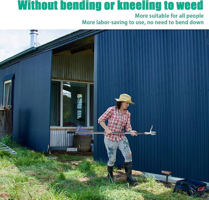 52'' Weed Puller with Long Handle Stand-up Hand Weeder Manual Weeding Tool with Stainless Steel Claw for Garden/Yard/Lawn, Weed Remove Without Bending or Kneeling