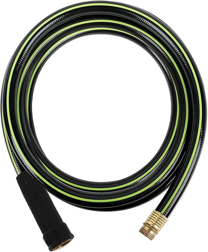 Worth Leader Short Garden Hose 3/4 in. x 10 ft. -No Kink, Flexible, Leakproof, Male to Female Fittings -Heavy Duty Durable PVC Lightweight Water Pipe with Brass Aluminum End for Household & Commercial