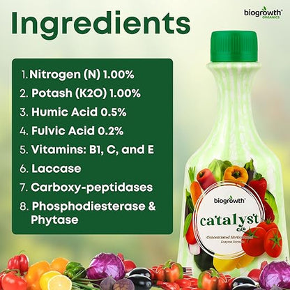 Concentrated Liquid Enzyme-Based Organic Fertilizer(8.45oz) Organic Plant Food & Gardening Fertilizer-Enhances Root Development Ideal for Indoor & Outdoor Plants & Vegetables(1-0-1)