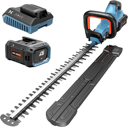 SENIX X6 60V Max* Battery Powered 26" Cordless Hedge Trimmer with Brushless Motor, Double-Sided Dual Action Blades, 1-1/4" Cutting Capacity, 3.0 Ah Lithium-ion Battery & Charger Included (HTX6-M1)