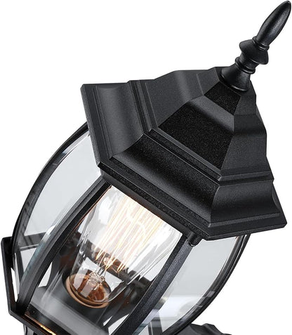 16.8 Inch Outdoor Porch Light - Black Outside Light for House, Metal and Glass Exterior Wall Sconce, Waterproof Wall Mount Outdoor Lantern for Garage,Front Door,Balcony,E26 Base