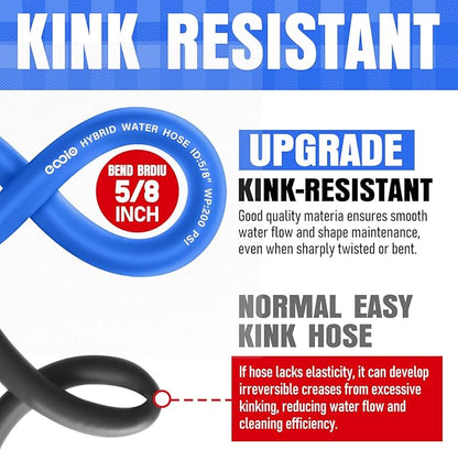 Heavy Duty Garden Hose 10 ft, Non-Expanding Flexible Water Hose, Kink Resistant Lightweight Hybrid Hose, Leakproof Hose Male to Female Fittings