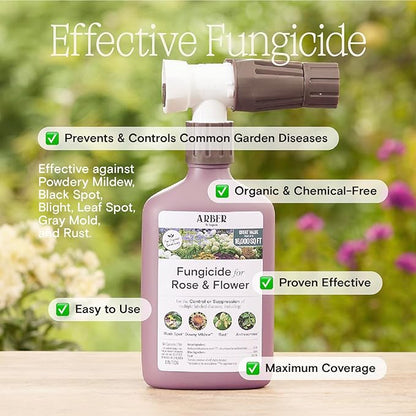 Organic Fungicide—Roses & Flowers, 16oz Ready-to-Spray | Stops Powdery Mildew, Black Spot, Rust, Blight | Bacillus amyloliquefaciens F727 | Pet-Safe, Pollinator-Friendly Garden Disease Control