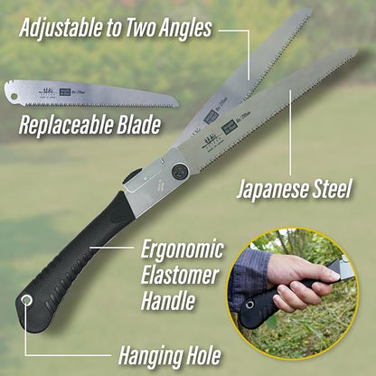 SUIZAN Japanese Folding Saw 8.3" Versatile for Wood - Compact Handsaw Pruningsaw Garden Woodworking DIY Tools