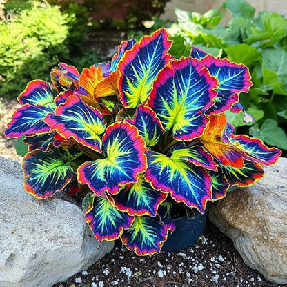 100pcs Rainbow Dragon Coleus Seeds for Planting, Vibrant Foliage, Easy to Grow, Perennial Shade Plant for Garden & Pots