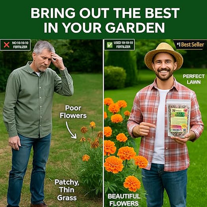 𝐁𝐄𝐒𝐓𝐒𝐄𝐋𝐋𝐄𝐑 10-10-10 Plant Fertilizer Slow Release | 10 10 10 All Purpose Fertilizer for Fruit Trees, Evergreens, Vegetables, Arborvitae, Fig Trees, Shrubs, Pines, Oaks, Flowers [2 Quarts]