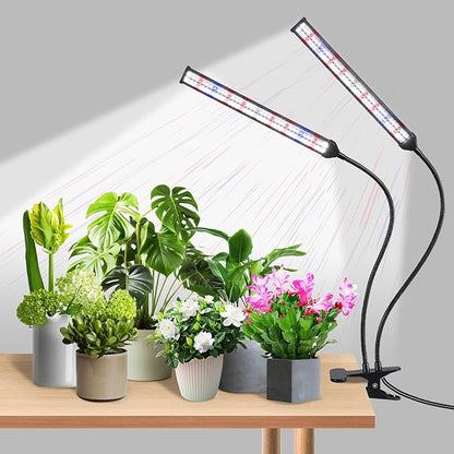 Indoor Clip-on Plant Growth Light, Full Spectrum Grow Light with 156 LEDs, Flexible Gooseneck and 4/8/12H Timer, 3 Spectral Modes, 10 Levels of Dimming, Suitable for Seedlings and Succulent Seeds
