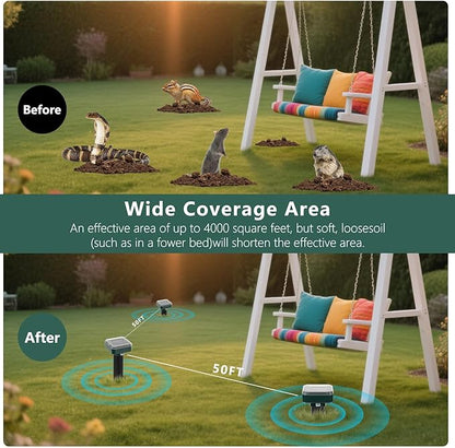 8 Pack Mole Repellent Solar Powered, Upgrade 2025 Waterproof Ultrasonic Gopher Vole Repellent Outdoor, Rat, Squirrel, Skunk, Repellent for Lawn Garden & Yard