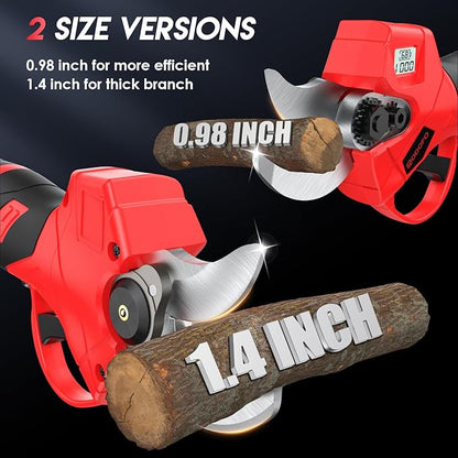 Upgraded Electric Pruning Shears,1.4" Cutting Diameter Cordless Power Pruner with LCD Display, Brushless Motor Pruning Shears with 2000mAh*2 Rechargeable Batteries for Garden Tree Pruner Branch