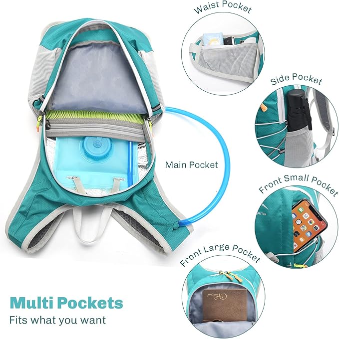 Hydration Backpack,Lightweight Hydration Pack with 1.5L Water Bladder, Water Backpack for Hiking Running, Biking