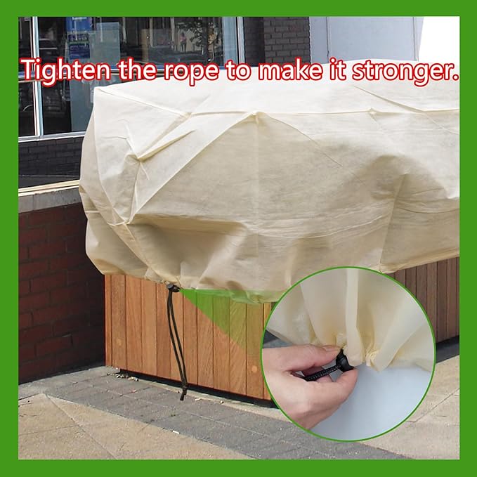 Plant Cover Freeze Protection, Winter Plant Covers, Plant Frost Cover, Tree Plant Freeze Protection Covers, Planter Plant Winter Frost Blanket with Zip Drawstring,4 Pack (68.9x17.7x15.7INCH)