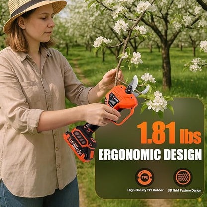 Electric Pruning Shears Cordless, [1.6'' Cutting Diameter] Professional Battery Powered Pruner, Garden Scissors for Tree Trimming Branch Cutter [SK5 Blades] [Brushless Motor] [LCD Display]
