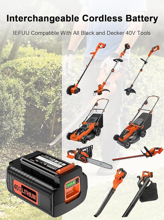 IEFUU 40 Volt MAX 2.0Ah Battery Compatible with Black and Decker 40V Lithium Battery Max LBX2040 LBXR2036 LBXR36 LBX1540 LST540 LST136W, Compatible with Black & Decker 40V Power+ Tool Batteries