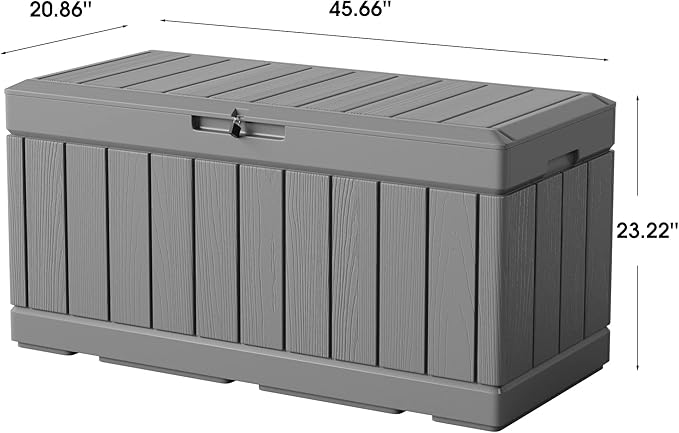 Greesum 82 Gallon Resin Deck Box All Weather Large Outdoor Storage for Patio Furniture, Toys, Garden Tools, Lockable, Dark Gray