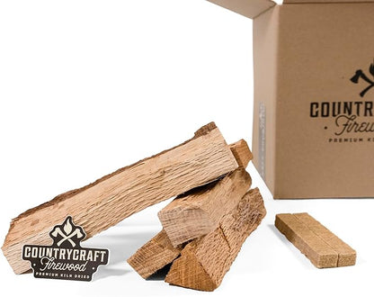 8" Kiln-Dried Red Oak Cooking Wood, 10 lbs – Sustainably Sourced Firewood and BBQ Wood for Ooni, Gozney, Grills, Smokers & Solo Stove – Includes 2 Firestarters – Made in The USA