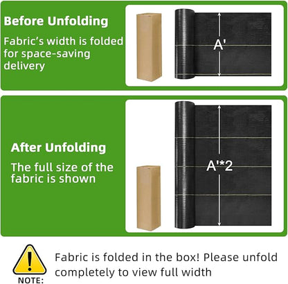 Shade&Beyond Custom 5ftx143ft Weed Barrier Fabric, 3.5oz Heavy Duty Landscape Fabric with Superior Permeability Weed Control, Garden Woven Ground Cloth with Staples