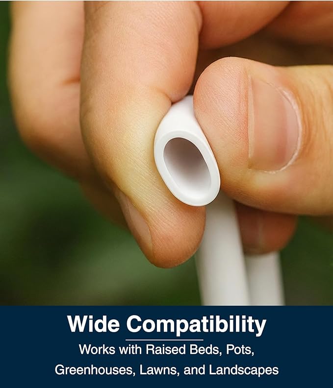 DBR Tech® 1/4 Drip Irrigation Tubing, 100 Feet, Flexible PVC Plastic Drip Irrigation Hose for Gardening, Misting, Hydroponics and DIY Landscape Garden Projects, Blank Distribution (100ft, White)