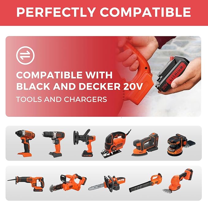 5.0Ah 20-Volt Replacement Battery for Black and Decker 20V Max Lithium Battery LBXR20 5000mAh, Compatible with Black and Decker 20v Cordless Power Tools.