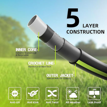 Worth Leader Short Garden Hose 3/4 in. x 2 ft. -Heavy Duty Durable Lightweight PVC Rubber Water Pipe for Agriculture, Lawn Care & Commercial Use -No Kink, Flexible, Leakproof, Male to Female Fittings