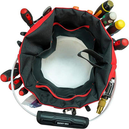 MELOTOUGH Bucket Caddy Organizer Bucket Tool Organizer for Garden Tools Fit 3.5 to 5 Gallon Bucket (Red)