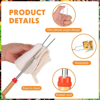 24 Pcs 28 Inch Marshmallow Roasting Sticks Bulk, Smores Skewers for Fire Pit, Hot Dog Camping Skewers Accessories Campfire Marshmellow Extendable Forks BBQ Tools Smores Sticks