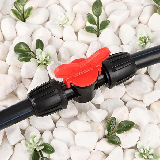 RedChili 27 Pcs 1/2 Inch Irrigation Tubing Fittings Kit, 16mm 1/2" Drip Tubing Barbed Locked Nuts Connectors with 4 Couplings 4 Tee 4 Ends 4 Elbows 3 Switch Valves 6 Reducers 2 Hose Adapters