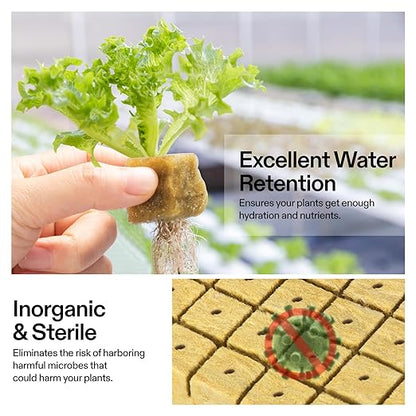 VIVOSUN 1.6 Inch Rockwool Cubes, Grow Cubes for Hydroponics, Cuttings, Cloning, Plant Propagation, Seed Startling, 8 Sheets 224 Plugs