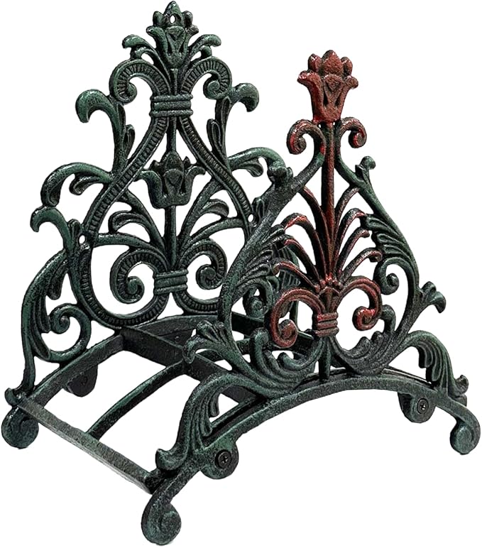 Decorative Garden Hose Holder, Hose Hanger, Heavy Duty Cast Iron Garden Yard Water Pipe Holds, Wall Mounted Hose Butler, Hose Rack Reel, 50FT 75FT 100FT Water Hose Bulter Storage (rose)