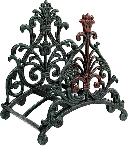 Decorative Garden Hose Holder, Hose Hanger, Heavy Duty Cast Iron Garden Yard Water Pipe Holds, Wall Mounted Hose Butler, Hose Rack Reel, 50FT 75FT 100FT Water Hose Bulter Storage (rose)