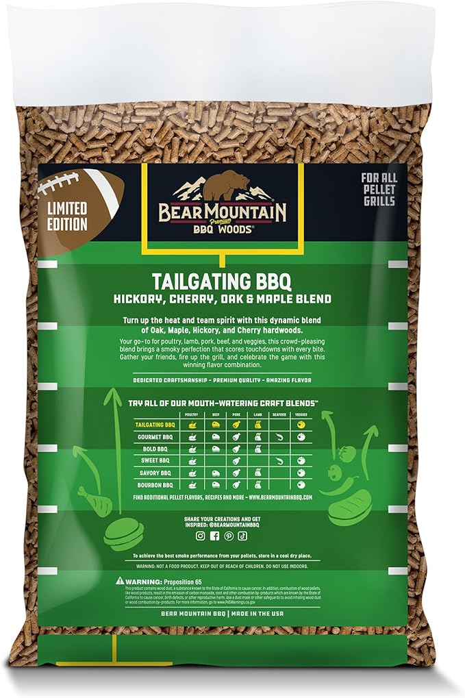 Bear Mountain Tailgating BBQ, Hickory, Cherry, Oak, and Maple Blend, 20 Pounds
