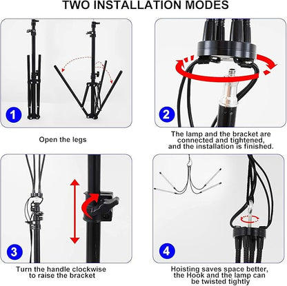 LED Plant Grow Light with Stand, LED Grow Light Full Spectrum for Indoor Plants,10 Dimmable Levels,3 Modes Timing,Tripod Adjustable 15-72 inch.