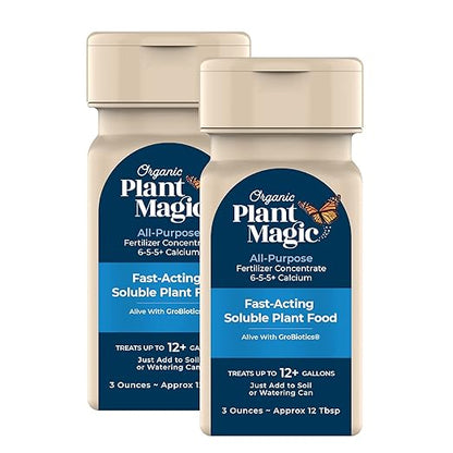Organic Plant Magic - Truly Organic™ Easy to Use Soluble Plant Food Shaker: All-Purpose Fertilizer Concentrate for All Flower Vegetable Herb Fruit Tree Indoor Garden & House Plants [Two 3 oz Shaker]