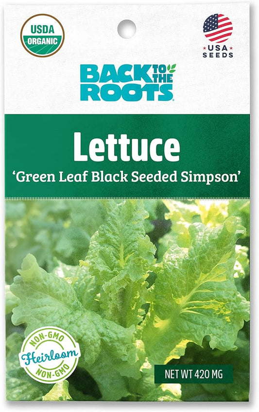 Back to The Roots 100% Organic Seed Packet - Lettuce 'Green Leaf Black Seeded Simpson' 420mg