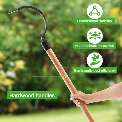 Long Handle Weeder Hook Garden Weeder Tool Versatile Cultivator Garden Tool 54 Inch Hardwood Handle with 8 Inch Alloy Steel Blade for Gardening, Yard, Lawn, Patio Digging, Edging and Planting