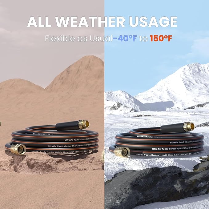 Giraffe Tools Leader Hose 5/8 inch x 2.5ft for Garden, Heavy Duty Water Hose, Flexible & Lightweight Short Hybrid Hose with Bend Protection, Male to Female Fittings