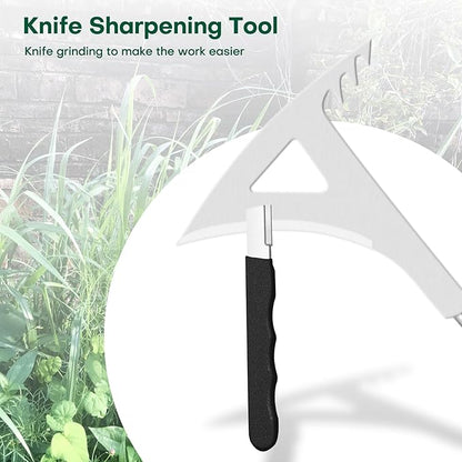 2025 Stainless Steel Weeding Tool Set (4-Piece) – Rust-Proof Gardening Weeder Kit with Anti-Slip Gloves, Root Digger, Multi-Function Weeding Knife & Sharpening Stone, Ergonomic Non-Slip Grip