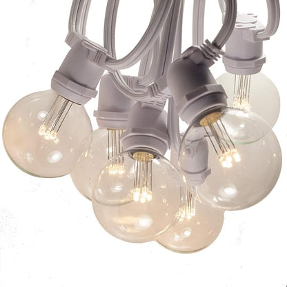 Hometown Evolution, Inc. 25 Foot C9 Commercial LED G50 Globe String Lights with 20 LED G50 Clear 2 Inch .6 Watt Bulbs and White Wire