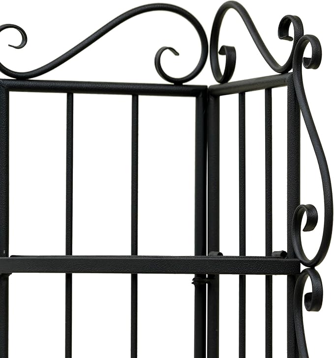 Black Corner 4-Tier Plant Rack, Space-Saving French Balcony Organizer with Filigree Metalwork, Indoor Shelf for Multiple Pots Garden Decor