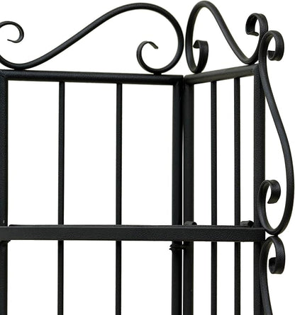 Black Corner 4-Tier Plant Rack, Space-Saving French Balcony Organizer with Filigree Metalwork, Indoor Shelf for Multiple Pots Garden Decor