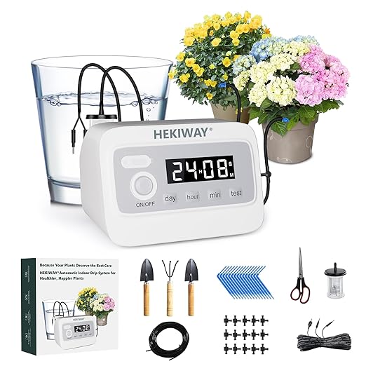 82FT Automatic Plant Watering System–HEKIWAY 390 Adjustable Watering Modes, Supports 25-36 Pots | Indoor Garden System & Vacation Plant Watering Devices, Auto Watering for Plants Outdoor